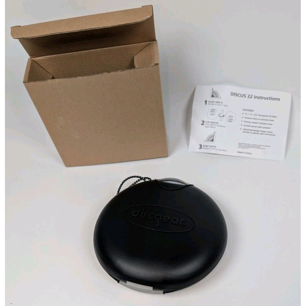 Discgear Discus 22 CD DVD Carry Case Black Portable Holder Organizer w/ Inserts